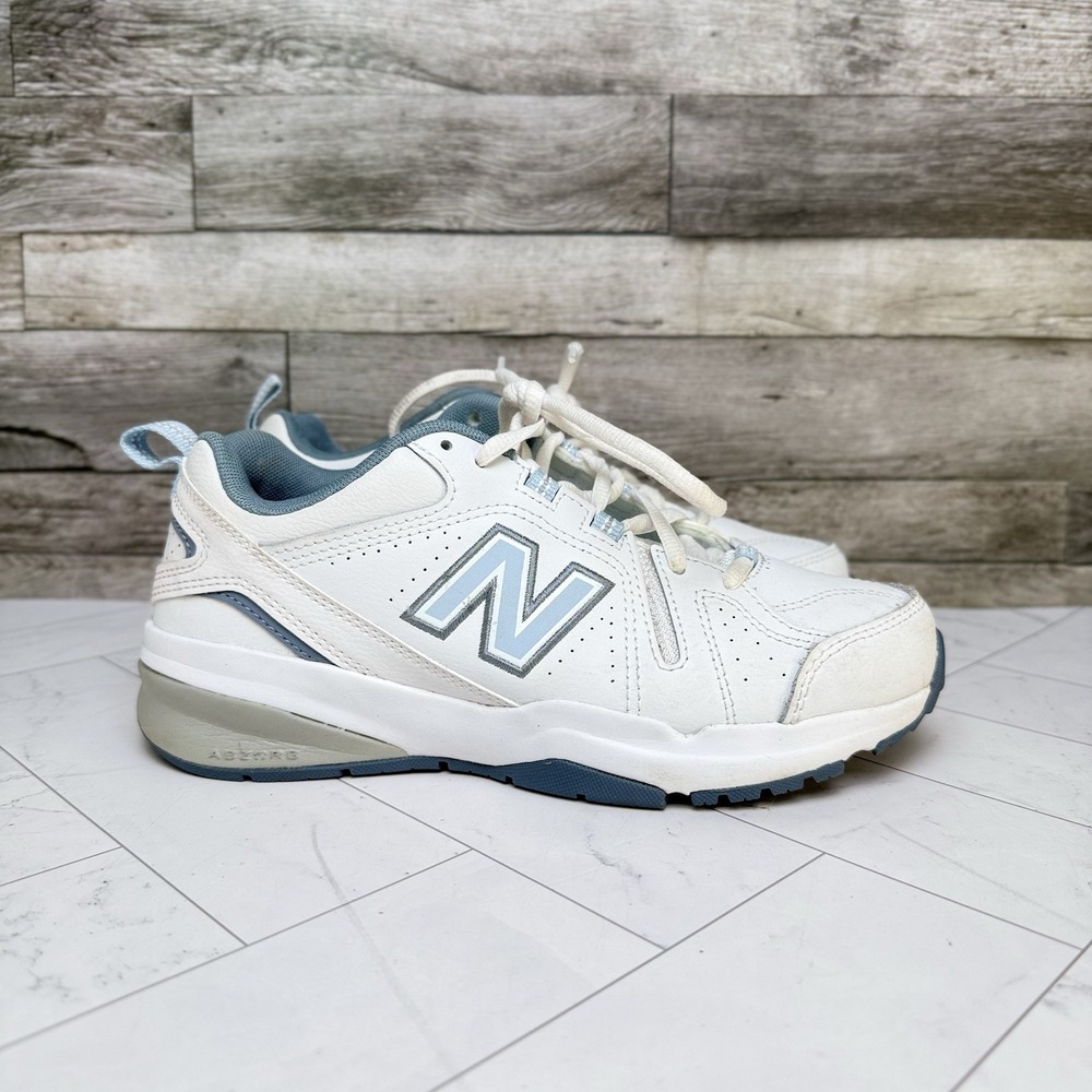 New Balance 608 - Women's 6.5 B - Running Casual Sneakers, White/Light Blue